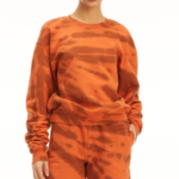 Good American Tie Dye Cinnamon Orange Boyfriend Sweatshirt Crew Neck Size S - Picture 1 of 8